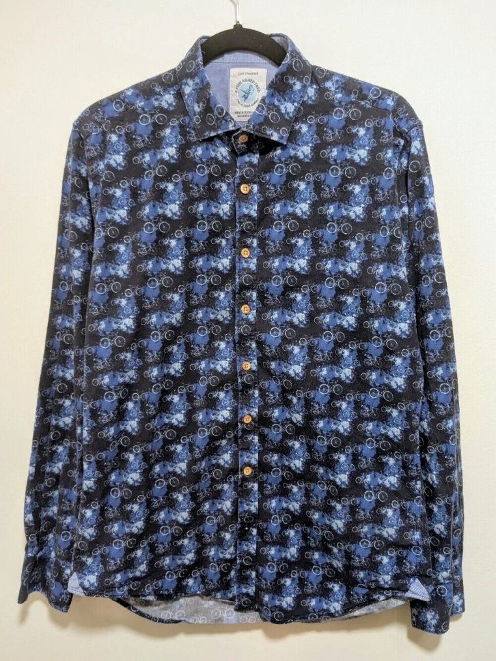 A Fish Named Fred | Bicycle All Over Print Button Down In Blue